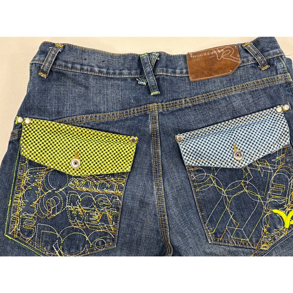 Rocawear baggy wide-leg jeans, vintage Y2K hip-hop size Youth 18 ( 28 x 30 ) - Picture 6 of 13